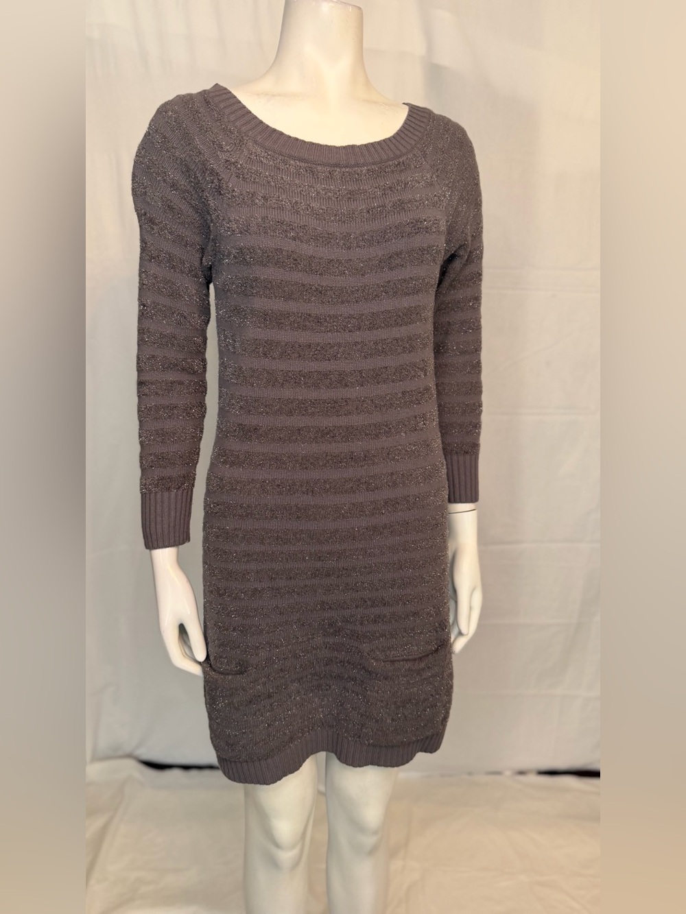 Juicy Couture Taupe Knit Sweater Dress with Subtle Sparkle